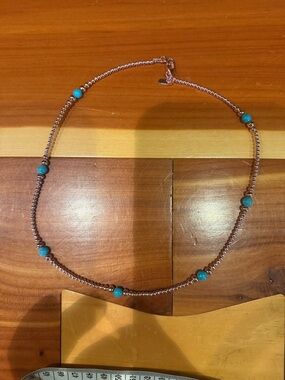 NWOT  20” Signed Turquoise Bead Copper Women's Necklace